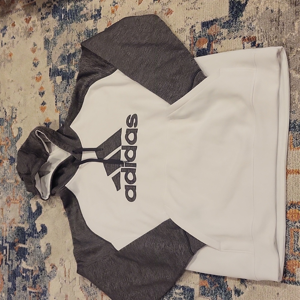 Adidas hoodie, white and grey.frint pocket